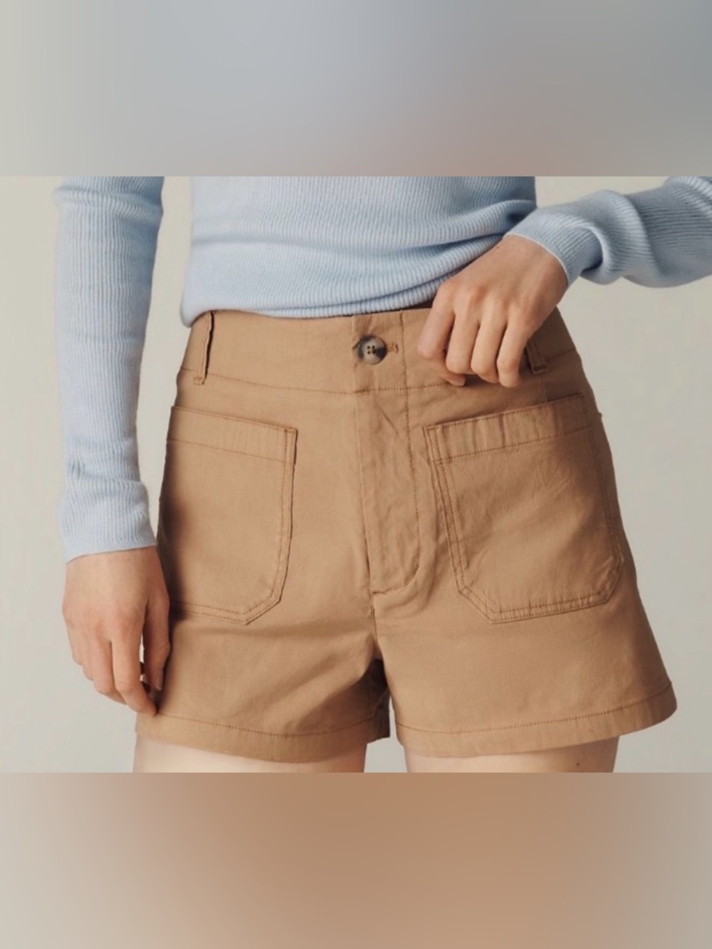 NWT Anthropologie Maeve Colette Magic Fabric High Rise Shorts Camel Size 26